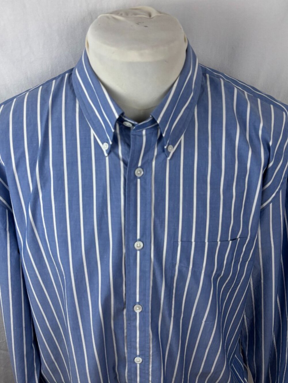 GANT Heritage Poplin Blue White Stripe Relaxed Fit Shirt L